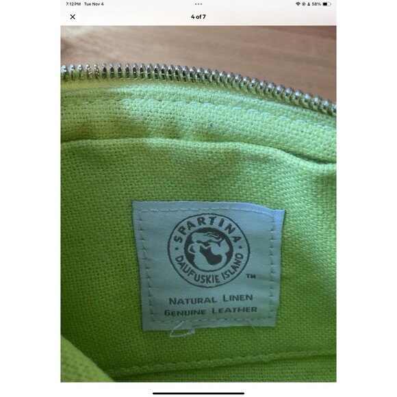 Spartina Daufuskie Island Wristlet in Orange/Ivory Natural Linen/Leather - Picture 4 of 7